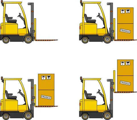 Forklifts. Heavy construction machines. Stock Illustration