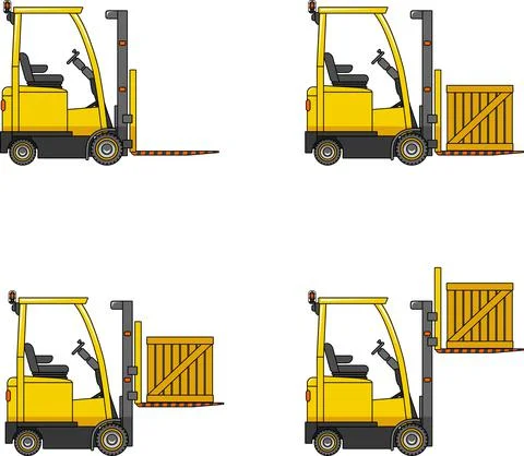 Forklifts. Heavy construction machines. Stock Illustration