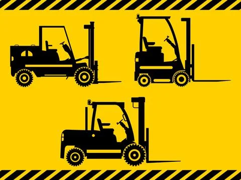 Forklifts. Heavy construction machines. Vector illustration Illustrazione stock