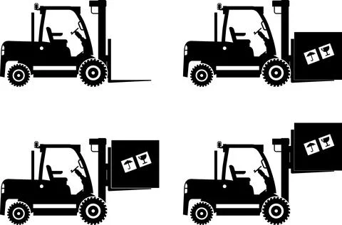 Forklifts. Heavy construction machines. Vector illustration Stock Illustration