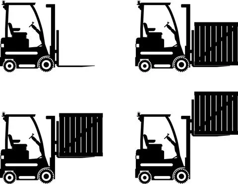 Forklifts. Heavy construction machines. Vector illustration Illustrazione stock