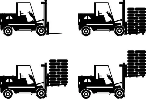 Forklifts. Heavy construction machines. Vector illustration Stock Illustration