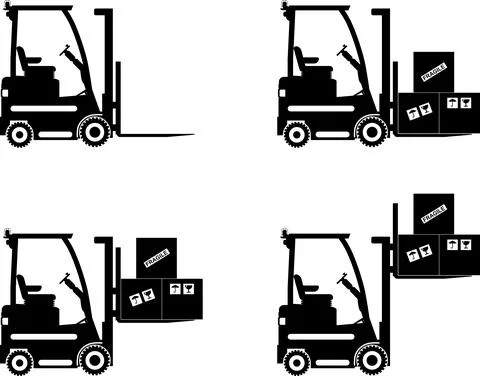 Forklifts. Heavy construction machines. Vector illustration Illustrazione stock