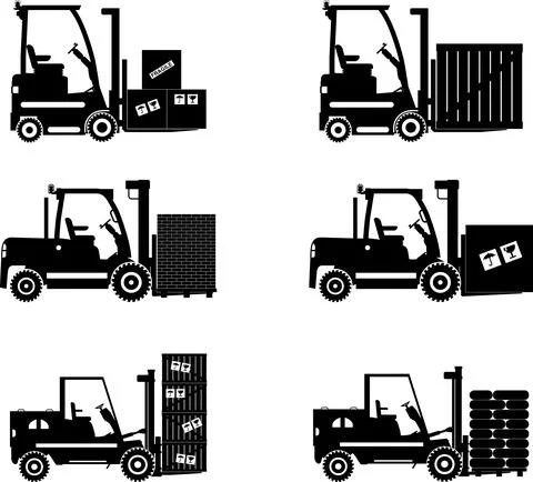 Forklifts. Heavy construction machines. Vector illustration Stock Illustration