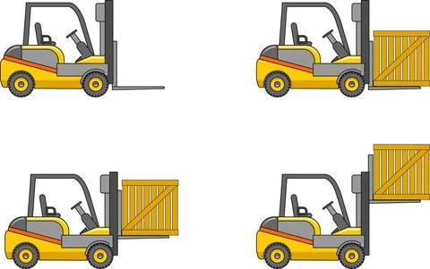 Forklifts. Heavy construction machines. Vector illustration Illustrazione stock