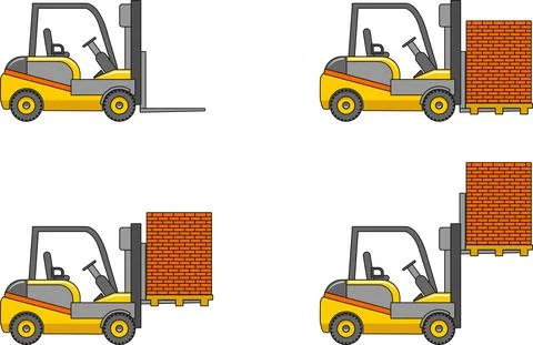 Forklifts. Heavy construction machines. Vector illustration Illustrazione stock