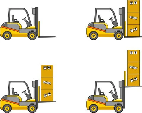 Forklifts. Heavy construction machines. Vector illustration Stock-Illustration