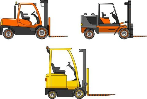 Forklifts. Heavy construction machines. Vector illustration Stock Illustration