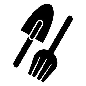 Forks and shovels solid icon. vector illustration isolated on white. glyph style Illustrazione stock