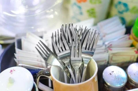 Forks in Ceramic cup Stock Photos