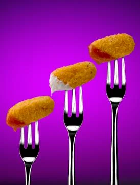 Forks with dipped Snacks Stock Photos