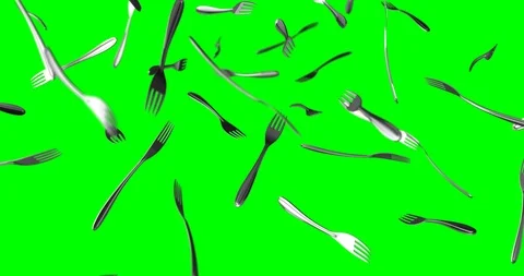 Forks falling slow motion Stock Footage 101603834