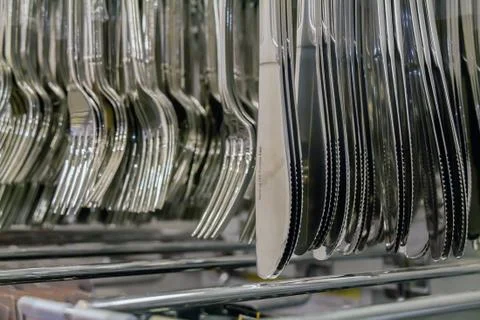 Forks hang in store Stock Photos