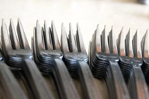 Forks on the kitchen counter Stock Photos