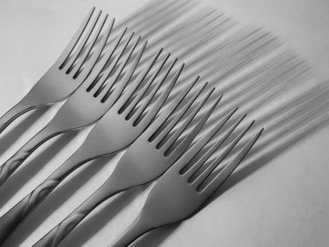 Forks Pattern With Shadows Minimal Black And White Texture Foto stock