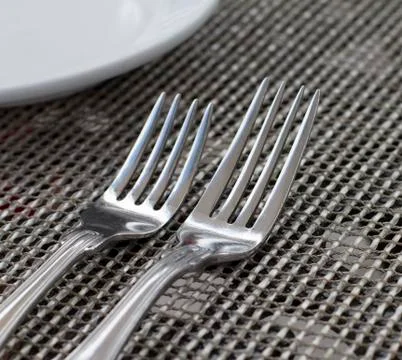 Forks on the table Stock-Fotos