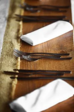 Forks on a table Stock Photos