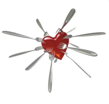 Forks thrust  in Heart Stock Illustration