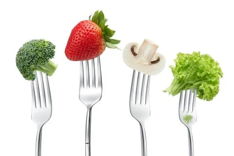 Forks with vegetables Stock Photos