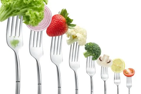 Forks with vegetables Foto stock