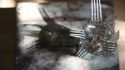 Forks by a window Stock Footage 24028241