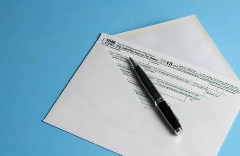 Form 1040 Simplified in postcard envelope for filing taxes Stock Photos
