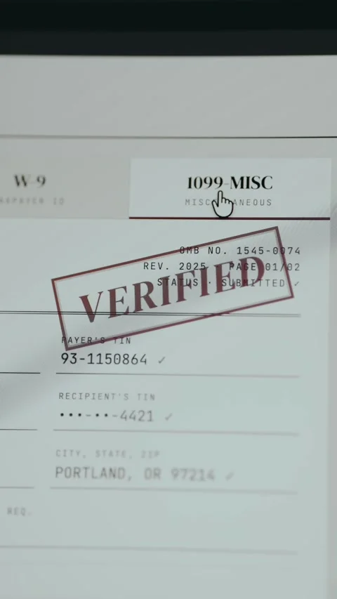 Form 1099-MISC with stamp Verified Stock Footage 333446678