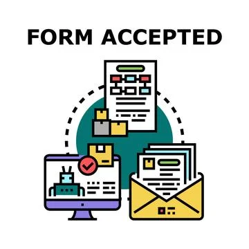 Form acceptance process featuring digital submission and delivery Stock Illustration