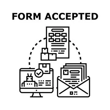 Form acceptance process featuring digital submission and delivery Stock Illustration