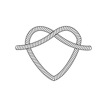 The form and shape of the heart out of the loop and rope knot, rope or cable Stock Illustration