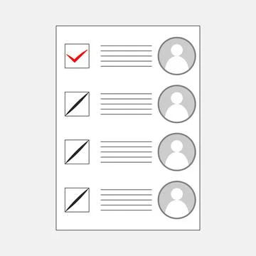 Form with avatars for voting with voting results Stock Illustration