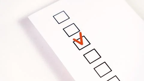 A form with a checkbox for selection and a red checkmark, a concept of choice, Stock Photos