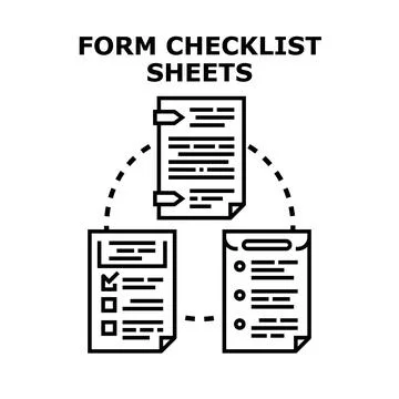 Form checklist sheets controlling documents process Stock Illustration