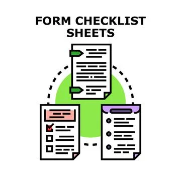 Form checklist sheets controlling documents process Stock Illustration