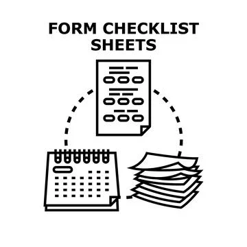 Form checklist sheets planning documentation process Stock Illustration