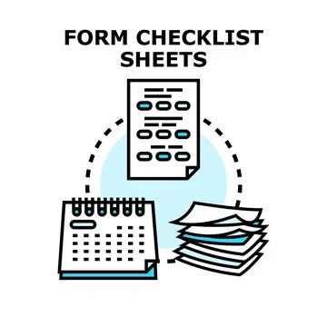Form checklist sheets planning documentation process Stock Illustration