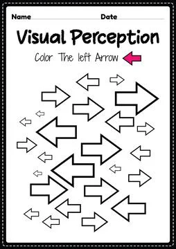 Form constancy worksheet visual perceptual skills activity of occupation Stock Illustration