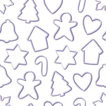 Form for cutting gingerbread seamless pattern. Christmas cookie, homemade 库存插图