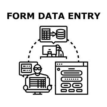 Form data entry process collecting and processing information Stock Illustration