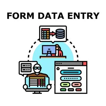 Form data entry process collecting and processing information Stock Illustration