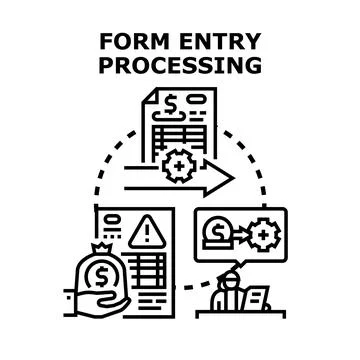 Form entry processing concept for data management system Illustrazione stock