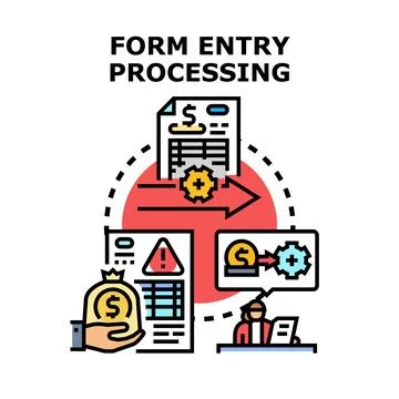 Form entry processing concept for data management system Stock Illustration