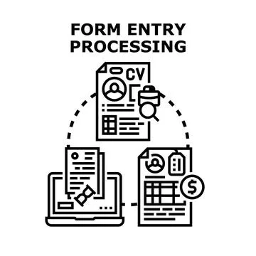 Form entry processing managing job and financial applications Stock Illustration