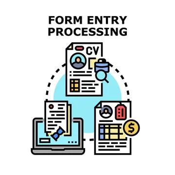 Form entry processing managing job and financial applications Stock Illustration