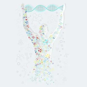Form Man with Human DNA. Concept Scientific Stock Illustration