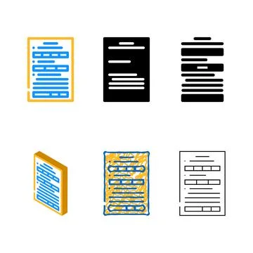 Form paper document color icon pack vector Stock Illustration