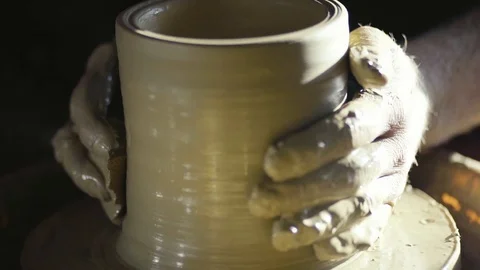 Form on a Potter's wheel Stock Footage 87496426