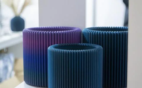 Form printed 3D printer plastic Art shape made using 3D printing from filament 写真素材