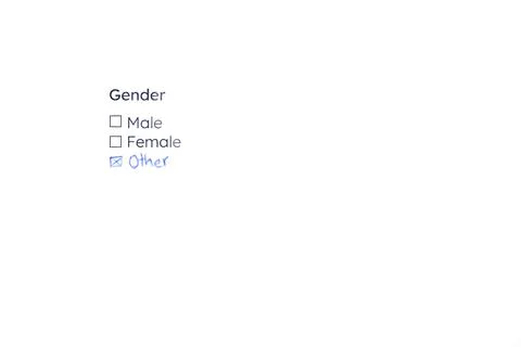 Form to select the gender in which the option other was added by handwriting. Stock Photos