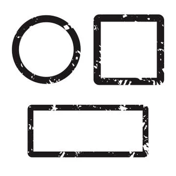 Form set stamp texture square and round Stock Illustration
